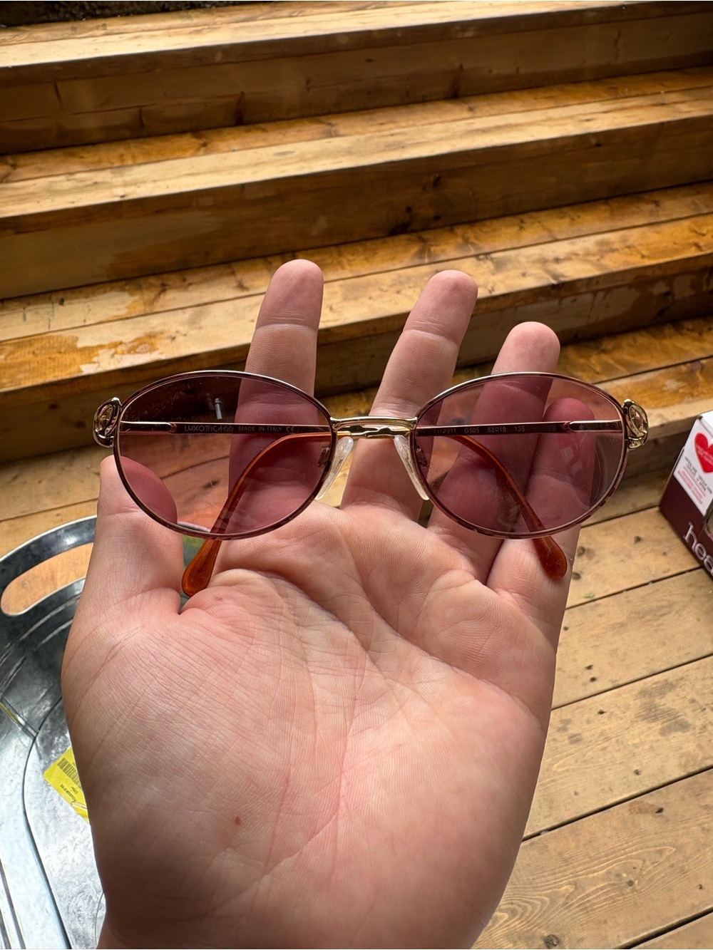 Men's Gold Frame Sunglasses with Rose Lenses